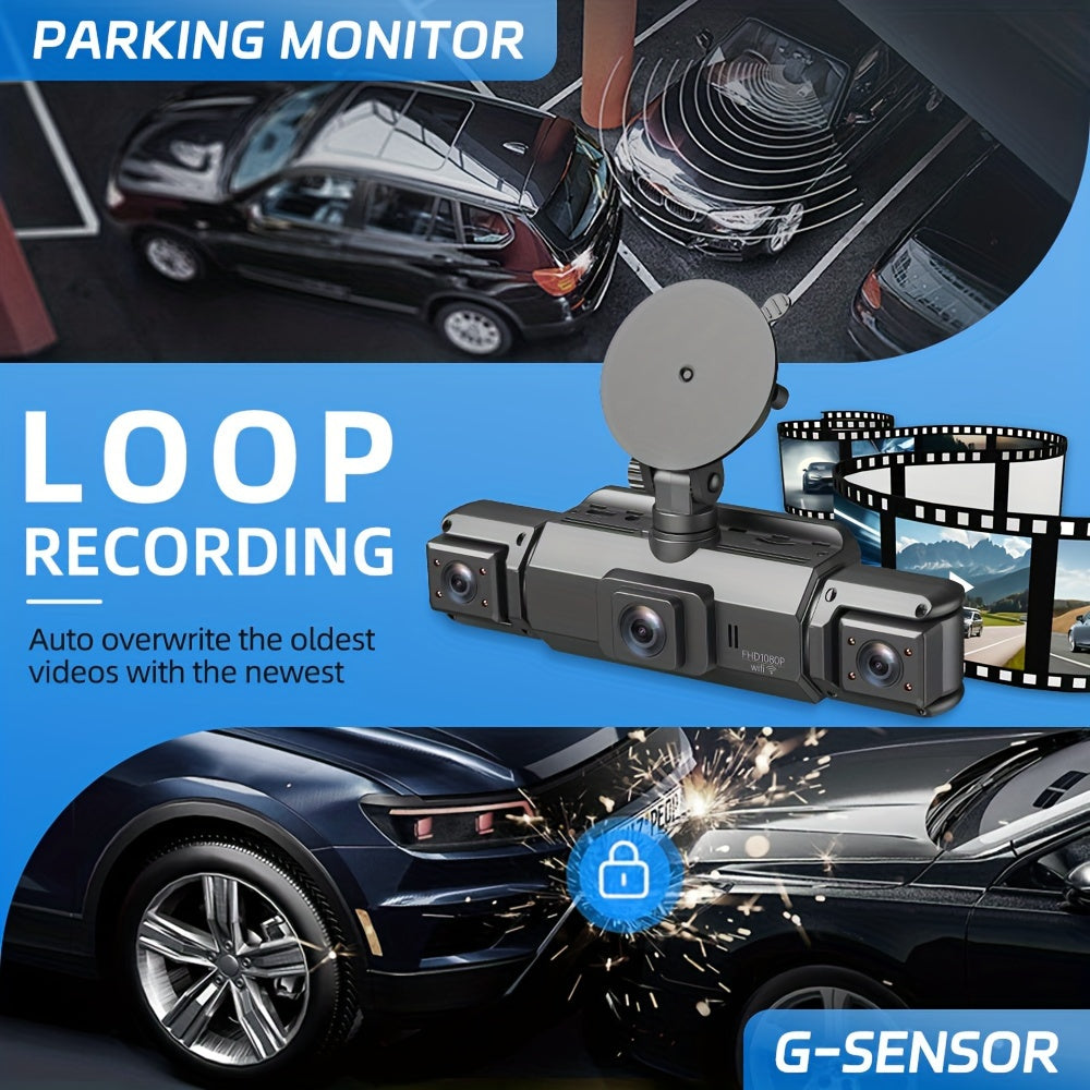 FOXGOD 4-Channel FHD 1080P Dash Cam with 5G WiFi, Super Night Vision, Parking Monitor, Loop Recording, G-Sensor - Supports 64GB Memory Card