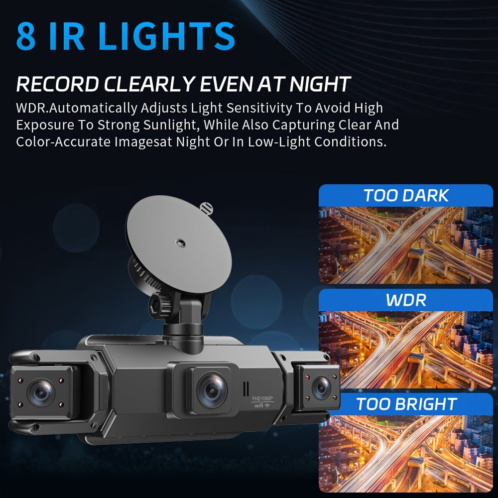 FOXGOD 4-Channel FHD 1080P Dash Cam with 5G WiFi, Super Night Vision, Parking Monitor, Loop Recording, G-Sensor - Supports 64GB Memory Card