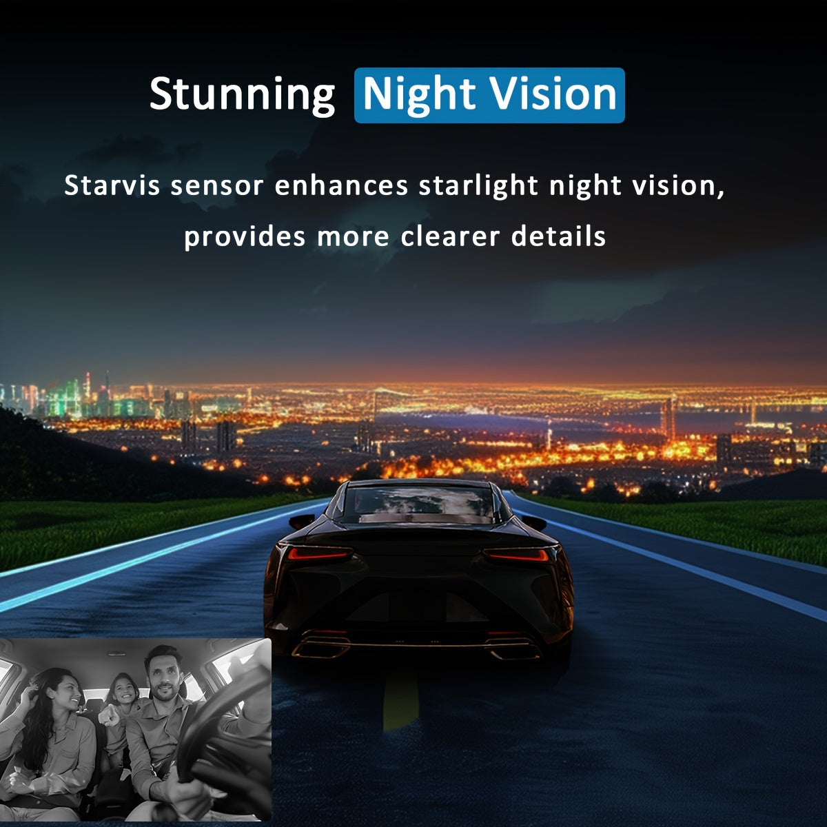 Dual Front and Inside Car Dash Camera with, G-Sensor, Loop Recording, Night Vision, Motion Detection, Parking Monitoring - Dashboard and Cabin Viewing, Compatible with PC, Hardwiring Powered - for Taxi, Truck, SUV, Sedan - No