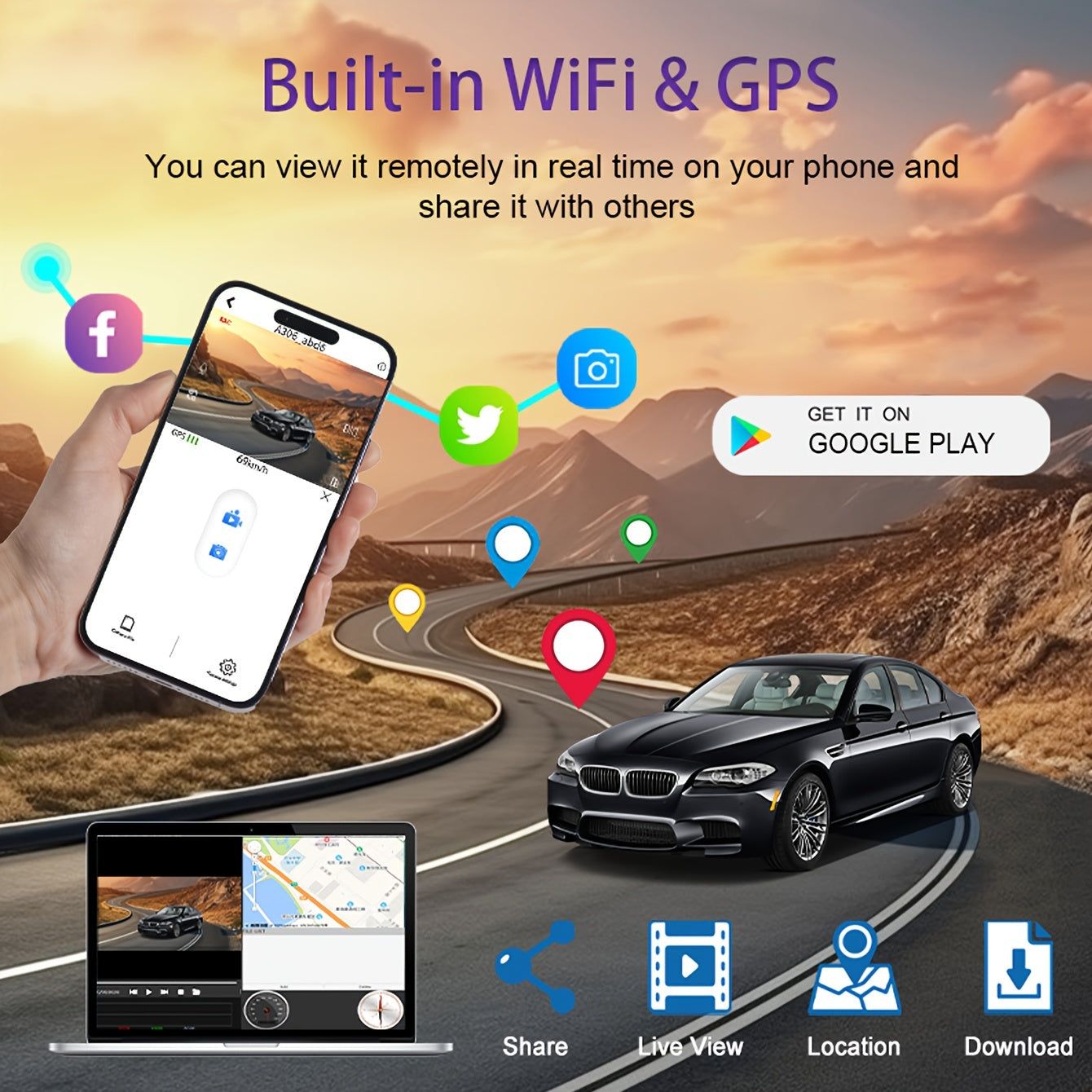1pc 1080P W2 dash camera 4 channels 4 lens FHD 1080P of vehicle models Dash camera with 360 degree font left right rear camera with WIFI support parking monitor, night version, WDR, G-sensor, Loop recording, voice recording