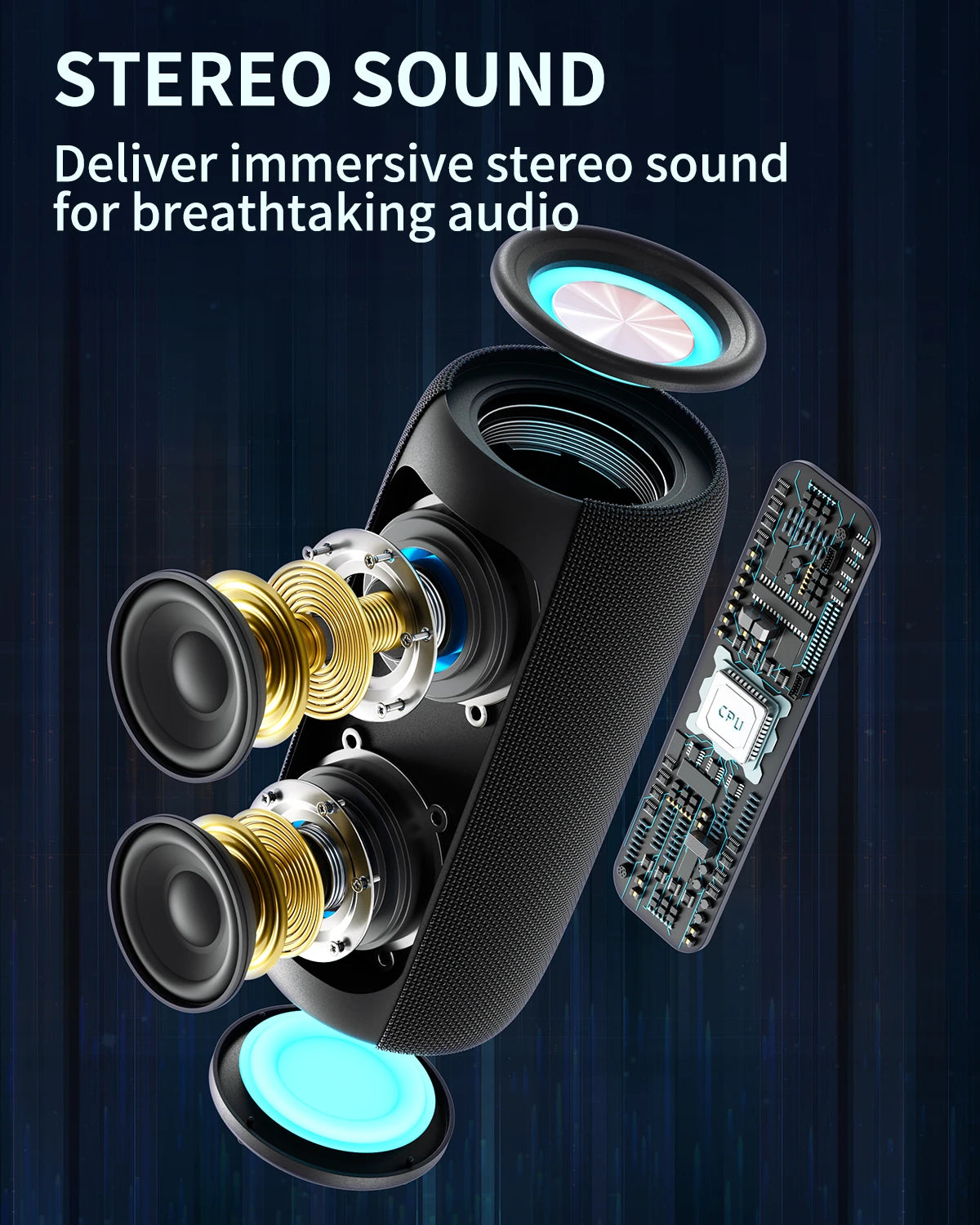 F26 Wireless Bluetooth Speaker V5.3 RGB Lights 10W HD Sound IPX5 Waterproof True Wireless Pairing USB TF Card for Travel Outdoor