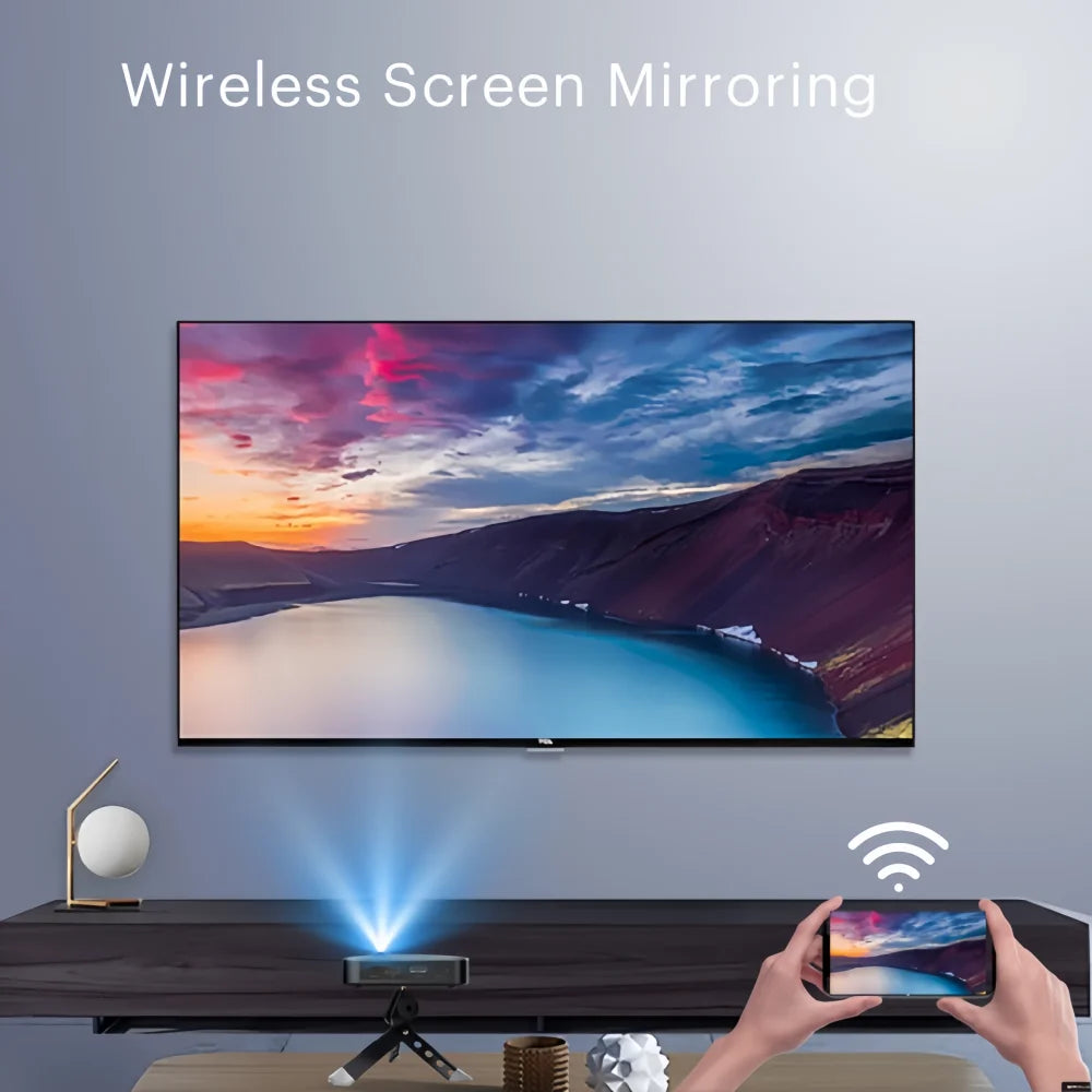 Smart Android 200 Lumens Mini Projector 5G Home Theater LED Video DLP Beamer 4K Max Built-in Portable Screen Mirroring Movie
