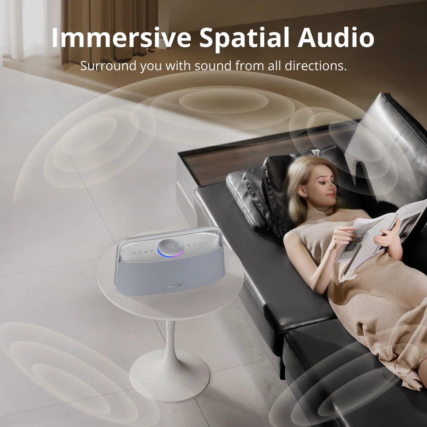 Tronsmart Fiitune X30 Speaker Bluetooth Hi-Res Home Audio with 80W Powerful, IPX6, APP Control, Portable Handle, DSP Technology