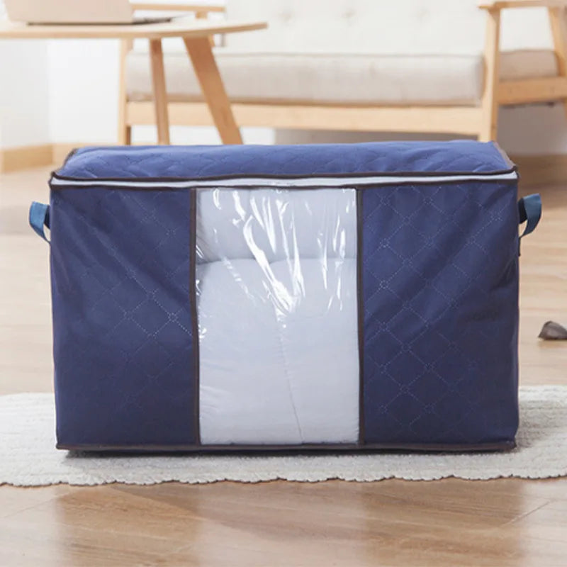 Large Capacity Clothes Storage Bag Organizer With Reinforced Handle Suitable For Blankets Bedding Foldable With Sturdy Zipper