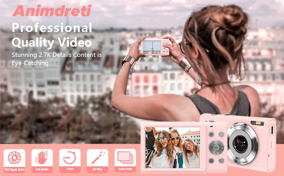 4K Digital Camera Autofocus Vlogging Camera HD 48MP with 2.8" Large Screen Camcorder Camera for Photography for Kid Adult