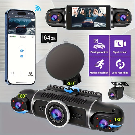 1pc 1080P W2 dash camera 4 channels 4 lens FHD 1080P of vehicle models Dash camera with 360 degree font left right rear camera with WIFI support parking monitor, night version, WDR, G-sensor, Loop recording, voice recording