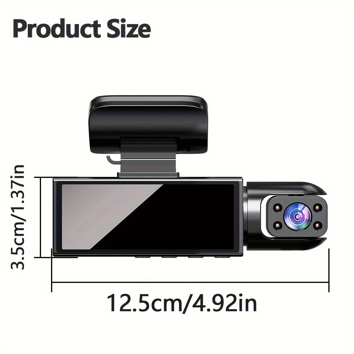Dual Front and Inside Car Dash Camera with, G-Sensor, Loop Recording, Night Vision, Motion Detection, Parking Monitoring - Dashboard and Cabin Viewing, Compatible with PC, Hardwiring Powered - for Taxi, Truck, SUV, Sedan - No