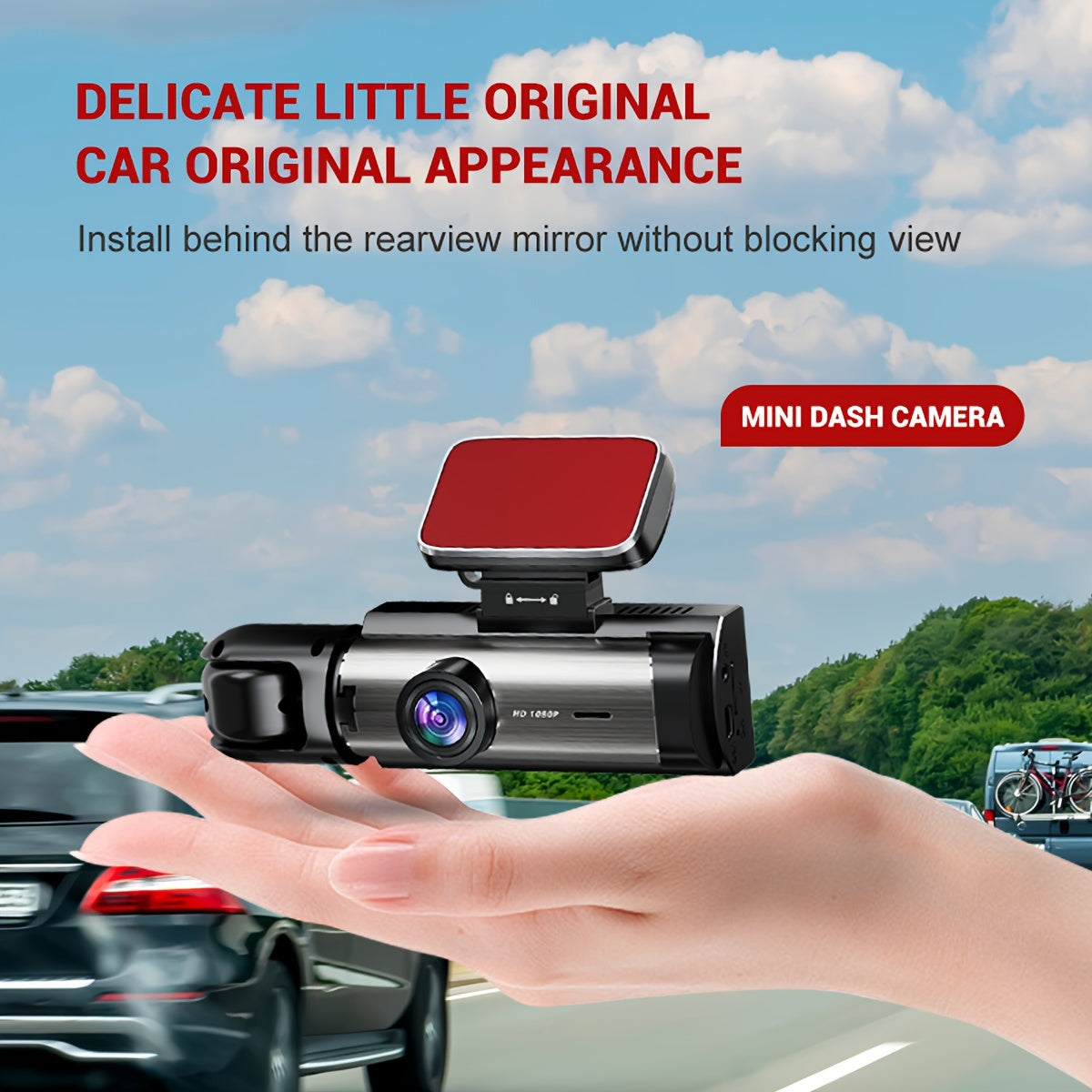3.16-inch IPS screen dual-recording A9 driving recorder (front and inside the car, including 64G memory card)