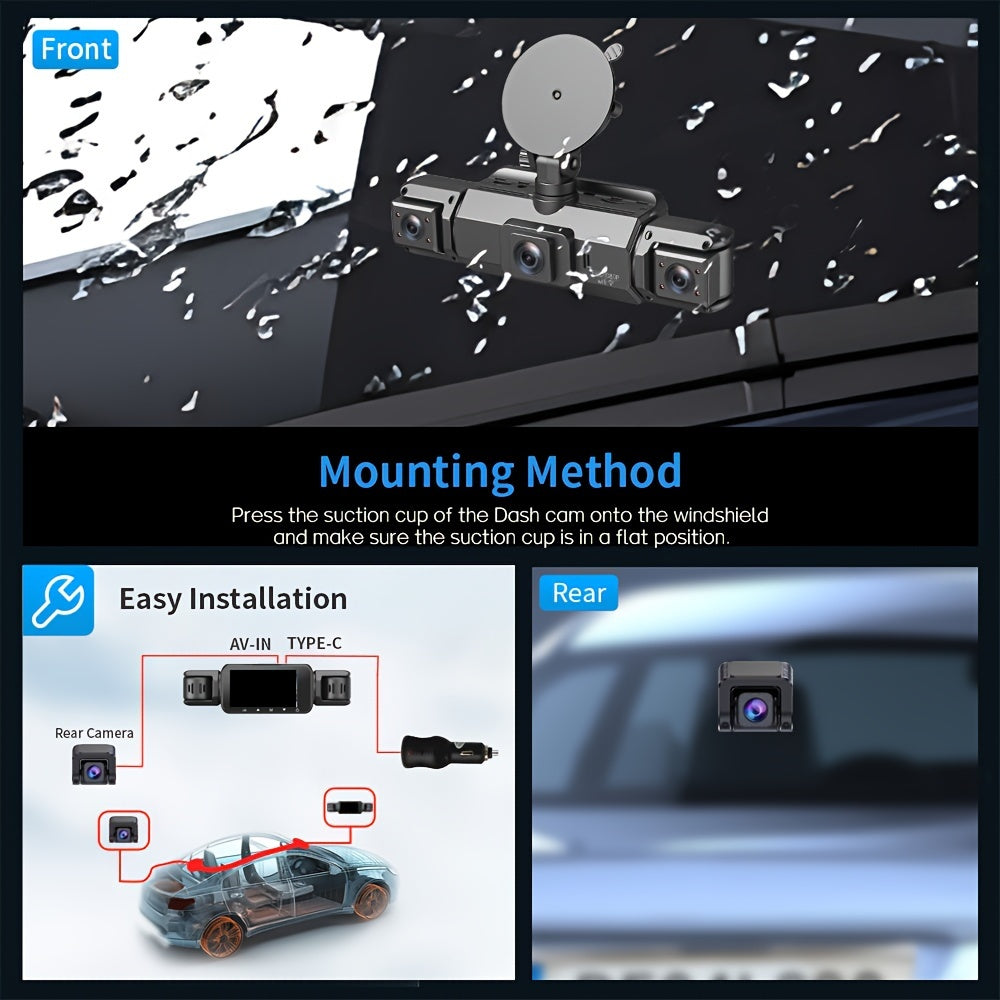 FOXGOD 4-Channel FHD 1080P Dash Cam with 5G WiFi, Super Night Vision, Parking Monitor, Loop Recording, G-Sensor - Supports 64GB Memory Card