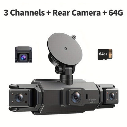 FOXGOD 4-Channel FHD 1080P Dash Cam with 5G WiFi, Super Night Vision, Parking Monitor, Loop Recording, G-Sensor - Supports 64GB Memory Card