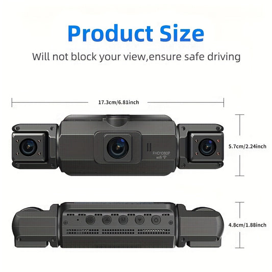4-Channel FHD 1080P Dash Cam with 5G WiFi, Super Night Vision, Parking Monitor, Loop Recording, G-Sensor - Supports 64GB Memory Card