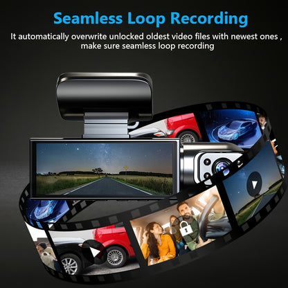 Dual Front and Inside Car Dash Camera with, G-Sensor, Loop Recording, Night Vision, Motion Detection, Parking Monitoring - Dashboard and Cabin Viewing, Compatible with PC, Hardwiring Powered - for Taxi, Truck, SUV, Sedan - No