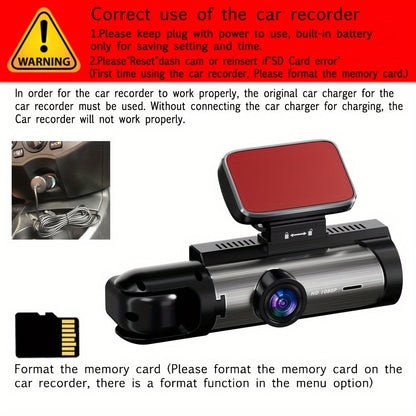 3.16-inch IPS screen dual-recording A9 driving recorder (front and inside the car, including 64G memory card)