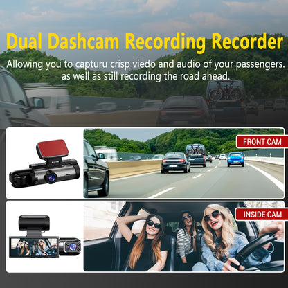 3.16-inch IPS screen dual-recording A9 driving recorder (front and inside the car, including 64G memory card)