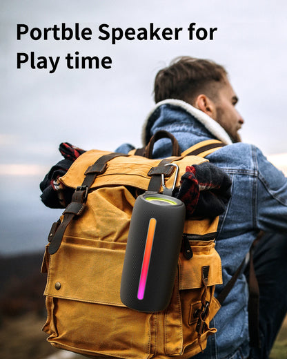 F26 Wireless Bluetooth Speaker V5.3 RGB Lights 10W HD Sound IPX5 Waterproof True Wireless Pairing USB TF Card for Travel Outdoor