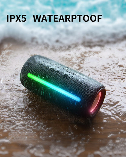 F26 Wireless Bluetooth Speaker V5.3 RGB Lights 10W HD Sound IPX5 Waterproof True Wireless Pairing USB TF Card for Travel Outdoor