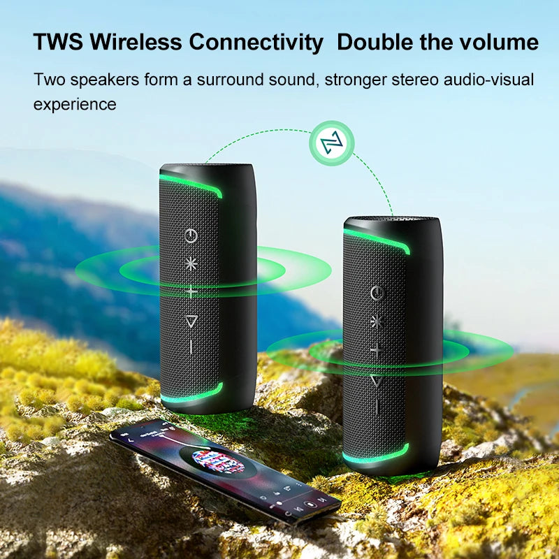 Heavy Deep Bass 3D Surround Outdoor IPX6 Waterproof Subwoofer Portable Bluetooth Wireless Speaker