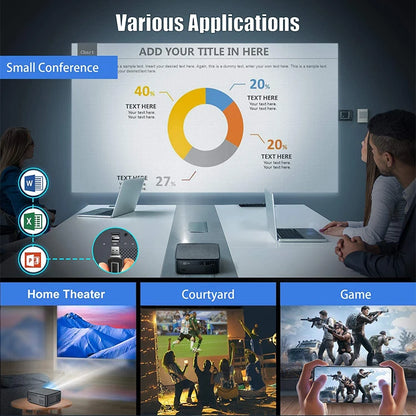 Portable Full HD LED LCD Projector Mini Home Theater 4K Beamer with English Version Video Proyector Mini Projectors