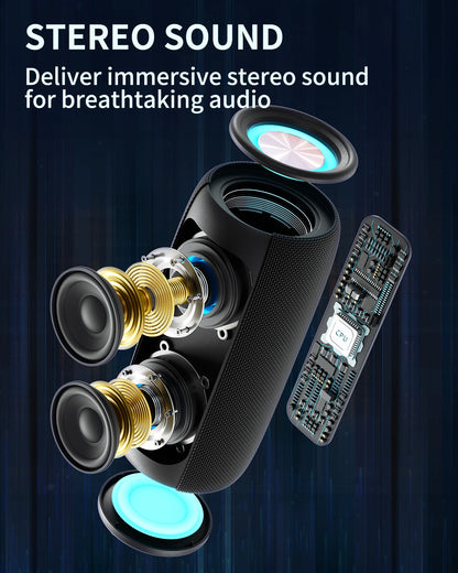 F26 Wireless Bluetooth Speaker V5.3 RGB Lights 10W HD Sound IPX5 Waterproof True Wireless Pairing USB TF Card for Travel Outdoor