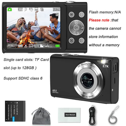 4K Digital Camera Autofocus Vlogging Camera HD 48MP with 2.8" Large Screen Camcorder Camera for Photography for Kid Adult
