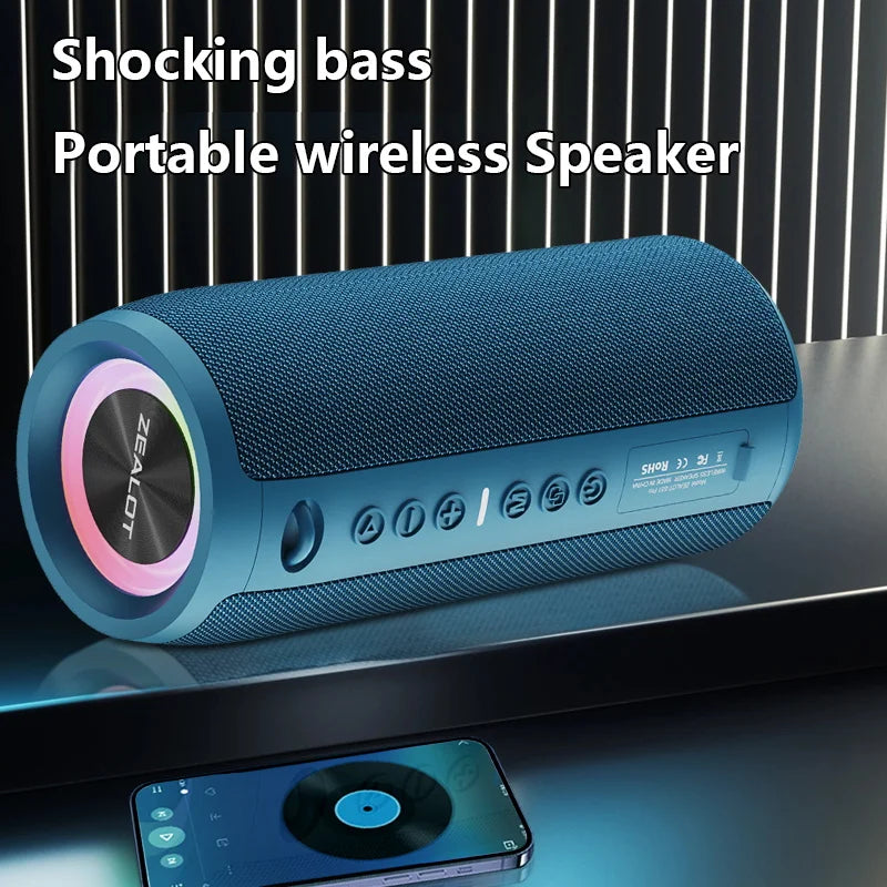 ZEALOT S51 Pro 40W Wireless Speakers, Outdoor Portable Subwoofer Speaker, Waterproof IPX 6,  Dual Pairing,5200mAh Battery.