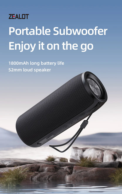 ZEALOT-S51 Powerful Bluetooth Speaker Bass Wireless Speakers Subwoofer Waterproof Sound Box Support TF, TWS, USB Flash Drive
