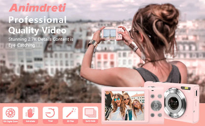 4K Digital Camera Autofocus Vlogging Camera HD 48MP with 2.8" Large Screen Camcorder Camera for Photography for Kid Adult