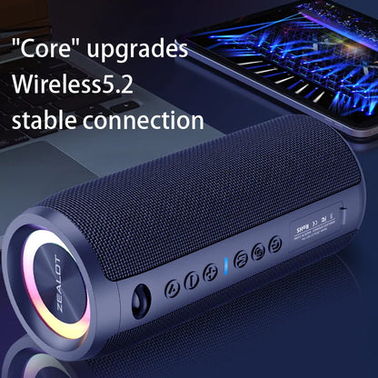 ZEALOT S51 Pro 40W Wireless Speakers, Outdoor Portable Subwoofer Speaker, Waterproof IPX 6,  Dual Pairing,5200mAh Battery.
