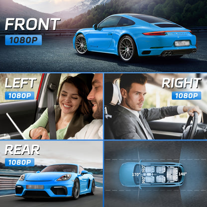 4-Channel FHD 1080P Dash Cam with 5G WiFi, Super Night Vision, Parking Monitor, Loop Recording, G-Sensor - Supports 64GB Memory Card